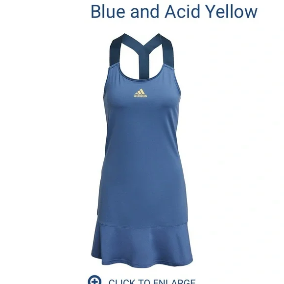 NWT Adidas Women's AEROREADY Y-Back Tennis Dress Crew Blue size M - Picture 1 of 6